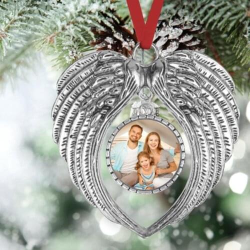 Ribbon Angel Wings Christmas Pendant A Piece Of My Heart Is In Heaven Tree Ornaments Gift Wall Home Decor Family Keepsake