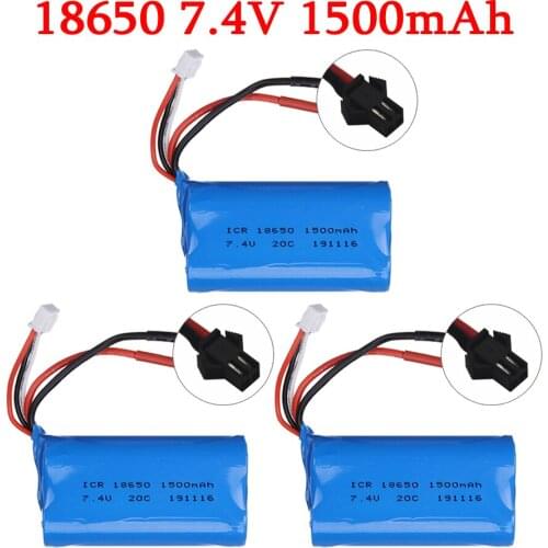 5Pcs (SM Plug) 7.4V 1500mAH 25C 18650 Li-ion Batery For RC Helicopter Car Tanks Train Boats Guns Toys 2S 7.4V battery Wholesale