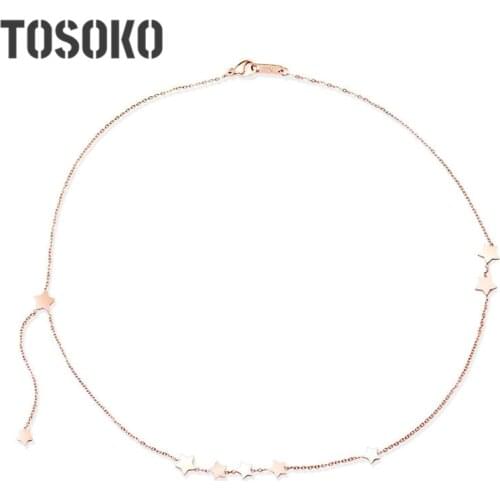 TOSOKO Stars Small Star Clavicle Necklace Preservation Stainless Steel Jewelry BSP314