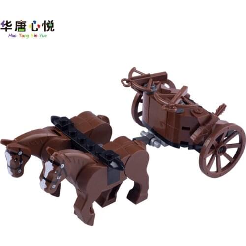 MOC Military Charge Chariot Assembly Model Compatible Educational Toy Building Blocks Horse for Children Carriage Gifts Military