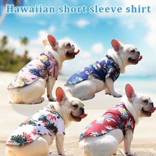 OIMG Hawaii Dog Shirts Pineapple Beach T-Shirt For Small Large Dogs Blouses Summer Big Dog Clothes Bulldog Golden Retriever