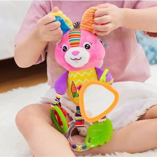 OLOEY Baby Newborn Crib Stroller Hanging Bells Toys Teether Doll Baby Rattle Plush Early Education Boy Girl Animal Rabbit Toy