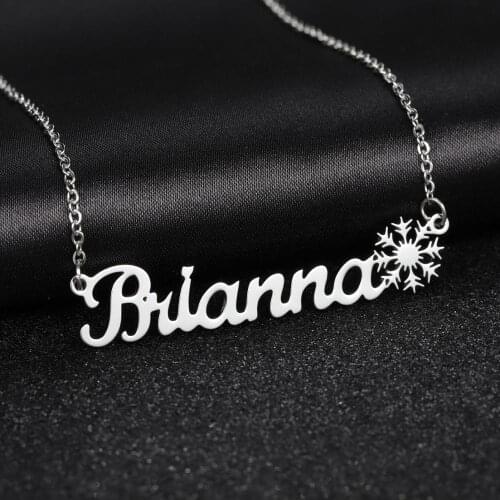 Personalized Name Pendant Stainless Steel Necklace for Women Custom Snowflake Nameplate Necklaces Christmas and New Year Gift