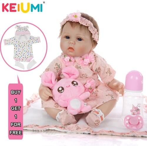 KEIUMI New Arrival Lovely 17 Inch Silicone Reborn Baby Doll Girl Toy Realistic Baby Doll 42 cm Girl Playmates For Birthday Gifts