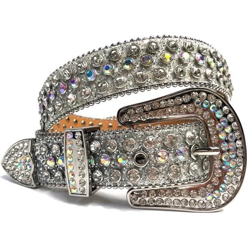 Fashion Luxury Strap Diamond Belt Western Crystal Studded Belt Cowgirl Cowboy Rhinestone Belt For Women Men Jean Cinto De Strass