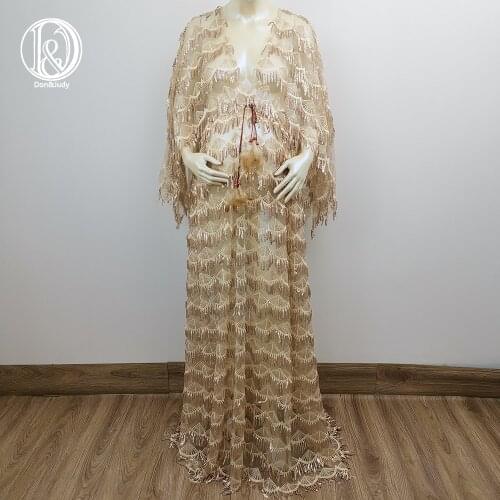 Don&Judy Boho Christmas Tassels Sequence Dress for Maternity Photography Bling-bling Party Gown Photo Shoot Sequin Prom Dresses