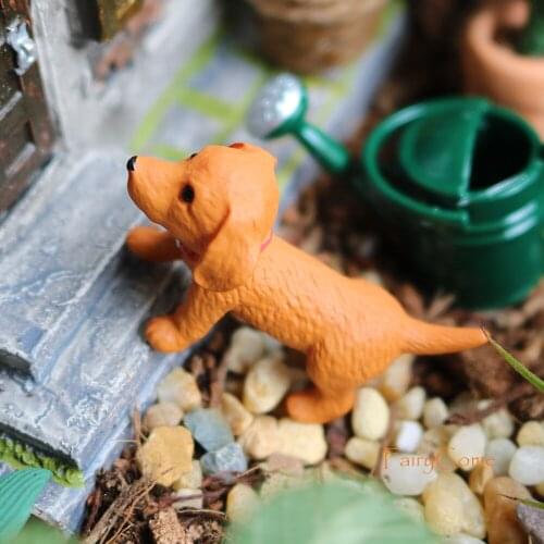 FairyCome Realistic Miniature Dog Mini Fairy Garden Dachshund Dogs Dollhouse Puppy Pet Farm Animal Terrarium Fairy Ornaments