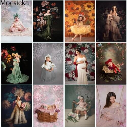 Vintage Floral Backdrop Abstract Texture Newborn Kids Birthday Portrait Photography Background Children Baby Old Master Photo