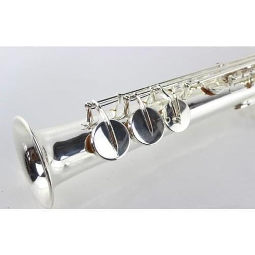 High Quality Integral Type Soprano Saxophone Silver plated B Sax Soprano Professional Musical Instruments Free Ship Mouthpiece