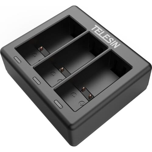 TELESIN Triple Channel Battery Charger for GoPro HERO 9 Black,with Type C Charging Cable 3-channel Battery Charger for Hero 9