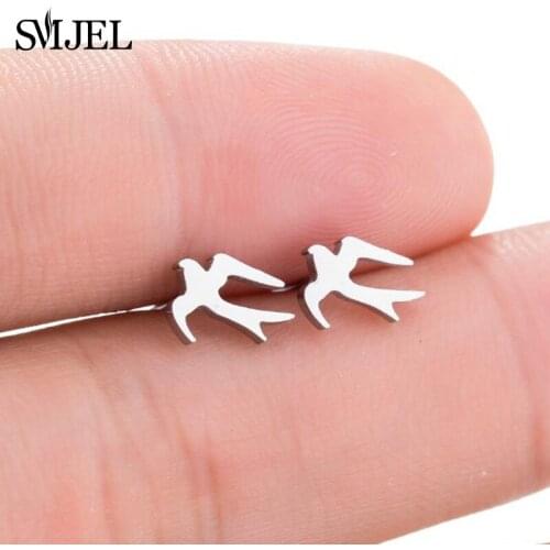 SMJEL Tiny Boho Bird Earrings Female Punk Swallow Bird Cool Earring Studs Pendients Party Earring Gifts Dropshipping
