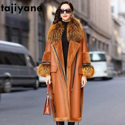 Coat Fur Real Raccoon Dog Collar Wool Jacket Autumn Winter Coat Women Clothes 2021 Genuine Leather Jacket Sheepskin Coat BT18H09