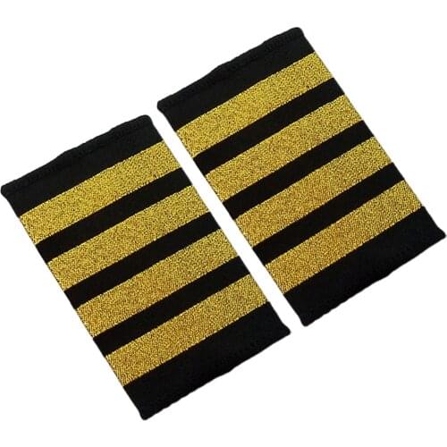 1 Pair Cosplay Airline Shoulder Badges Gift Uniform Accessory With Strips Security Clothing Decor Pilots Epaulettes Professional