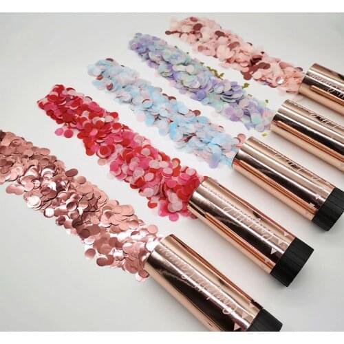 1Pc Metallic Rose Gold Confetti Party Popper Cannons Handheld Fireworks Gender Reveal Birthday Party Celebration