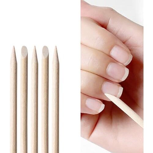100pcs Wooden Cuticle Pusher Remover Nail Art Design Wood Sticks Manicure Pedicure Care Rhinestones Dotting Removal Tools