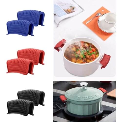 2 Pcs Hot Pan Silicone Assist Pan Support Cover Non-slip Pot Holder Sleeve Heat-Resistant Handle