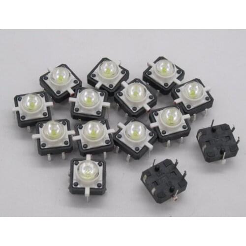 20PCS/lot White 12x12mm Illuminated Tact Switch Button switch LED 4 pin reset 12*12mm