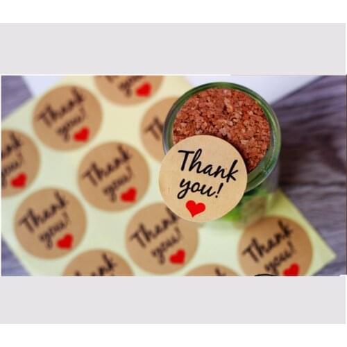 600pcs Heart Shape Kraft Seal Label Sticker Thank You Sticker Kraft Stickers For Party Favor Gift Bag Candy Box Decor 4 design