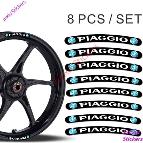 8x for Piaggio Rim Stickers Wheel Stripes Set Car Motorbike Motorcycle Racing Decal Flat Glue Fine Decor Graphic PVC13x1.3cm