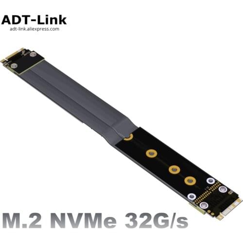 ADT M.2 NVMe To M.2 NVMe x4 Extension Cable Male to Male PCIe Full Speed 32G/bps M Key Solid Drive Riser Extender Tx-Rx /Rx-Rx