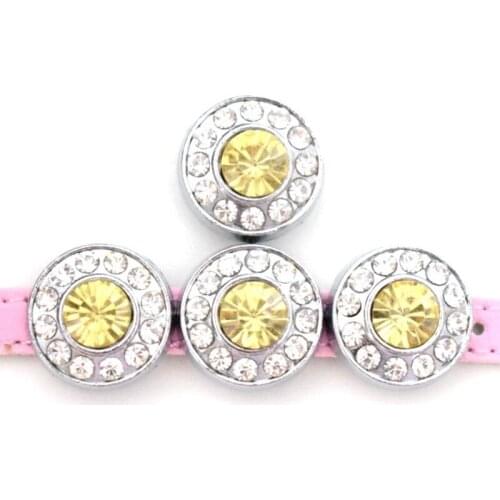 10mm Hole Crystal Round Slide Charms Enamel Beads DIY Accessories Handmade Jewelry For Bracelets Key Chains Pet Collar