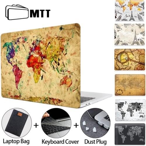 MTT 2020 Laptop Case For Macbook Air Pro 11 12 13 15 16 Retro World Map Laptop Sleeve Plastic Hard Cover coque a2289 a1932 a2179