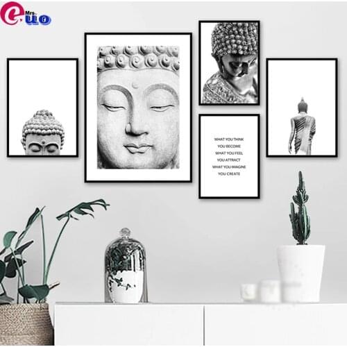 Black White Shakyamuni Buddha Statue Wall Art 5d Diy Diamond Painting Nordic Cross Stitch Wall Pictures For Living Room Decor