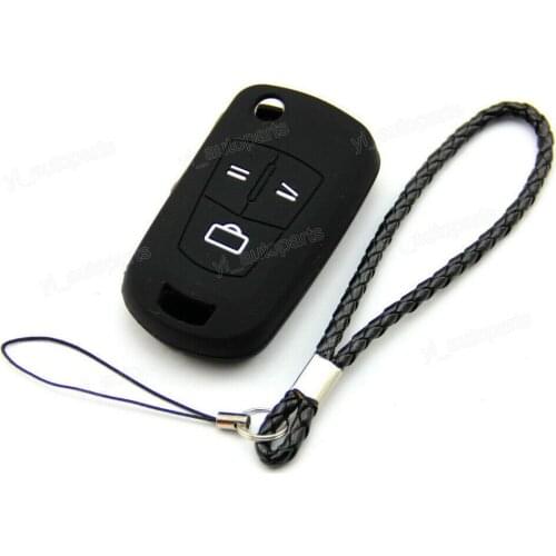 Black Silicone Case Cover Fit For Opel Corsa Vectra Signum Zafira Flip Key 3B OP3FBK