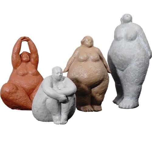 Figurines For Interior Decoration Desk Accessories Statue Figurines Miniature Modern simple fat woman yoga series ornaments art