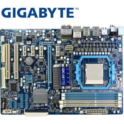 GIGABYTE Original GA-MA770T-UD3P Desktop Motherboard 770 Socket AM3 DDR3 16G For Phenom II Athlon II ATX Used MA770T-UD3P