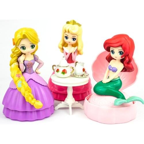 3 types Childrens fairy story DIY toy cartoon sitting tale blond Beauty Princess gashapon figure collection Capsule Toy gifts