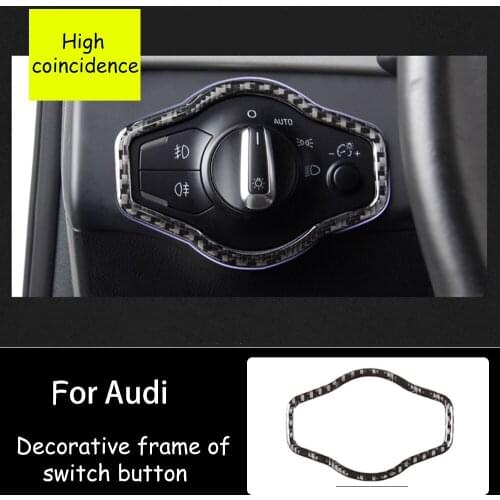 Carbon Fiber Headlight Switch Buttons Frame Decoration Cover Trim For Audi A4 A4L B8 S4 RS4 A5 S5 RS5 Car Accessories