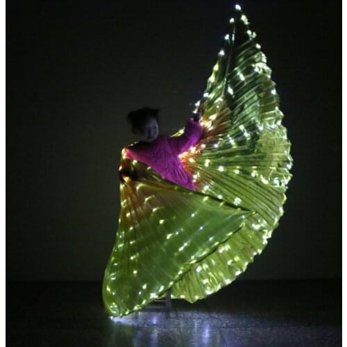 Golden Wing with LED Lamp Fiber Wings Egypt Belly Dance led Isis Wings LED India Dance Belly Dance Props Wings With Stick Bag