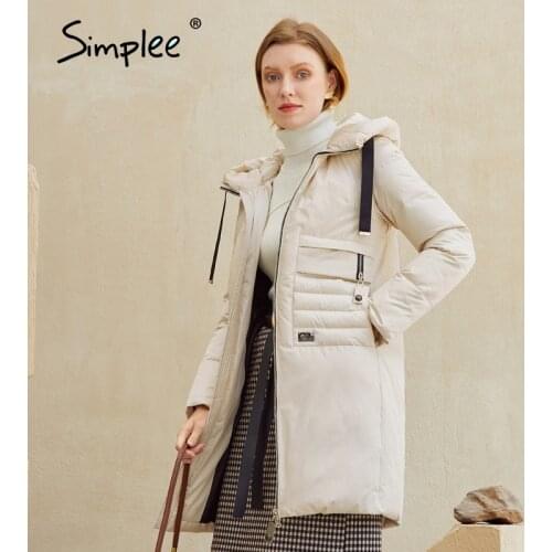 Simplee Warm elegant women coat jacket with hat Casual new design tassel parka Fashion female winter windproof jacket white 2020