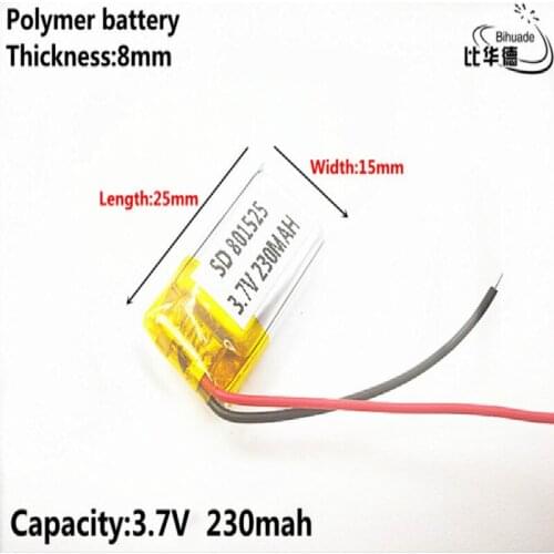 Liter energy battery Good Qulity 3.7V,230mAH,801525 Polymer lithium ion / Li-ion battery for TOY,POWER BANK,GPS,mp3,mp4