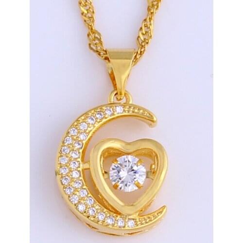 Fashion Moon Heart Pendant Necklace Glamour Gold Necklace Pendant Lucky Jewelry Women