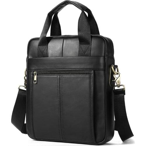 The first layer cowhide mens bag business handbags vertical portable briefcase 9.7 inch ipad retro shoulder bag