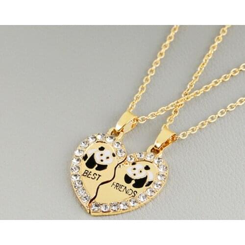New 2 PCS/Set Animal Best Friends Friendship Couple Two Parts Pendant Necklace Best Gifts for Men Women Jewelry Wholesale