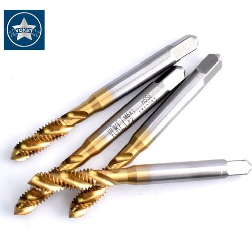 HSSE Right Hand With TIN Sprial Fluted tapM1 M1.2 M1.4 M1.5 M1.6 M1.7 M1.8 M2 M2.2 M2.3 M2.5 M2.6 X0.25 Metric Screw Thread taps