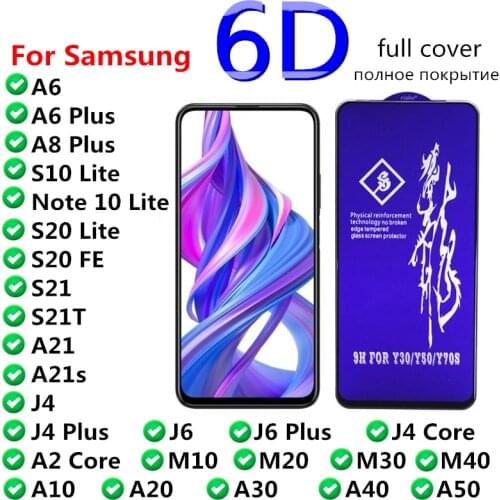 Full Cover Tempered Glass For Samsung Galaxy A6 A8 S10 S20 FE J4 J6 Plus A2 Core S21 S21T A21 A21s Note 10 Lite Screen Protector