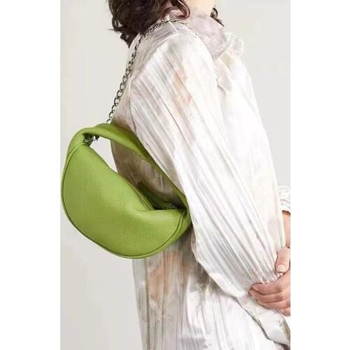 Luxury Pu Leather Women Dumpling Bags Lychee Pattern Underarm Handbag Chain Crossbody Bags for Women Lady Clutch Purse 2021