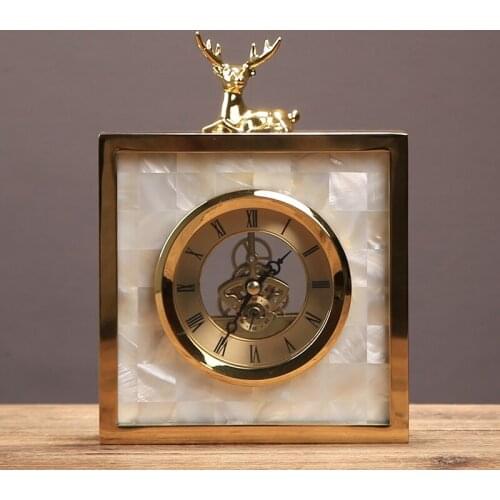 Northern Creative Marble Table Clock Luxury Gold Desk Clock Mute Living Room Desktop Clock Modern Reloj Mesa Table Watch AC50TC