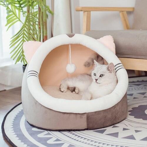 Foldable Deep Sleep Comfort In Winter Cat Pet Bed Mat Basket For Cats House Sleeping Bag Warm Cozy House Cave Products Pets
