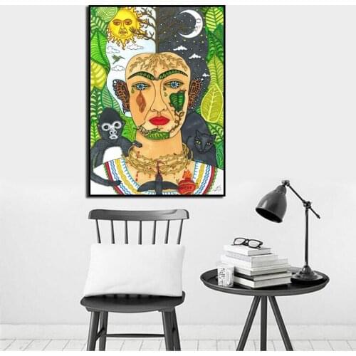 Modern HD Poster Canvas Printing Picture Wall Art Nordic Watercolor Creative Woman Home Decoration Module Living Room