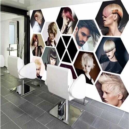 Modern Fashion Hair Salon Wall Paper 3D Beauty Salon Photo Wallpaper Mural Barber Shop Industrial Decor Papel De Parede 3D