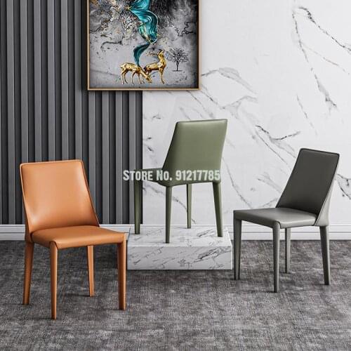 Modern minimalist desk chair restaurant designer Nordic chair back chair saddle leather light luxury dining chair home stool