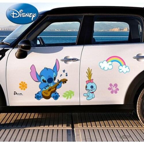 Disney Fashion Stitching Car Sticker Anime Cartoon Car Decoration Glass Body Car Door Sticker Creative Trend Decoration Sticker