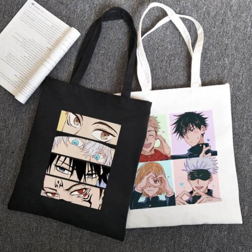Jujutsu Kaisen Anime canvas bag Japanese casual Harajuku shopper bag cartoon punk gothic women bag street Y2K women shoulder bag