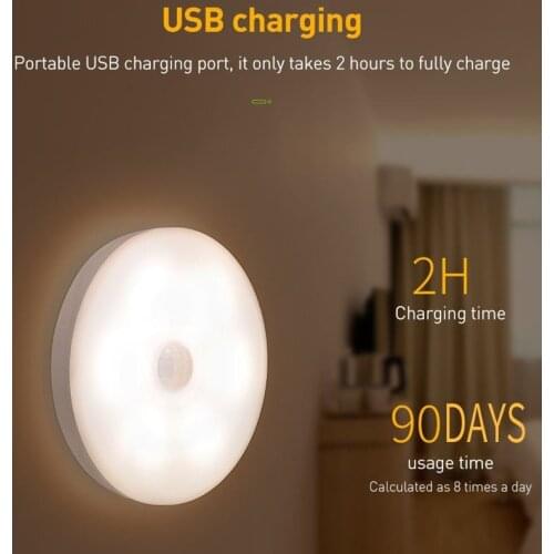 2020 Chargeable Night Lights Smart PIR Motion lamp with sensors LED Luminaria Lamp For Childrens Kids Living Room Bedroom Aisle