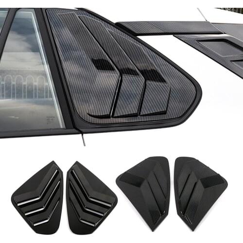 For Toyota Rav 4 Rav4 2019 2020 Carbon Fiber Color Rear Triangle Window Blind Shutter Cover Trim BLACK ABS Plastic Accessories